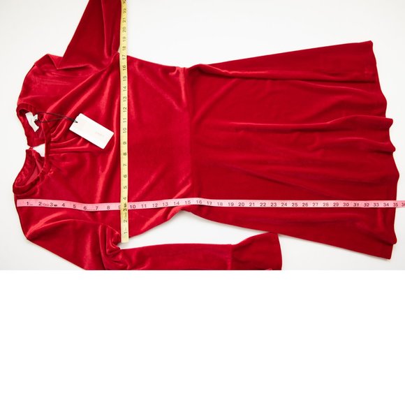 A Loves A Velvet Dress Fit & Flare Long Bell Sleeve Mini Red Size Small New - Picture 8 of 8